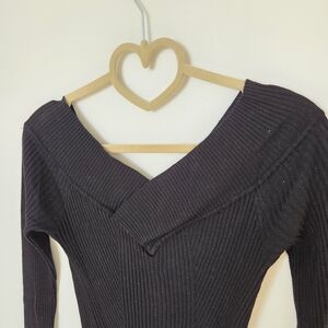 Candie's Black Ribbed Knit Top- Off The Shoulder